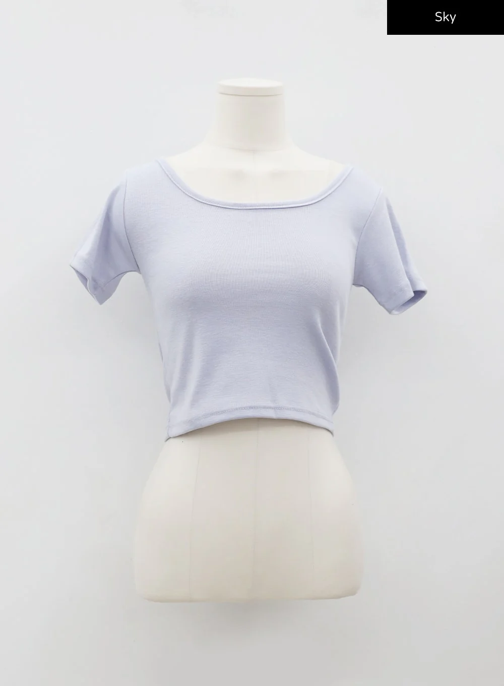 Deep Round Neck Basic Crop T-Shirt BU5 - Image 23