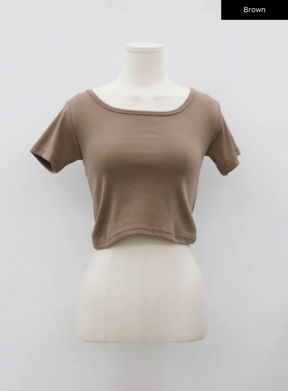 Deep Round Neck Basic Crop T-Shirt BU5 - Image 25