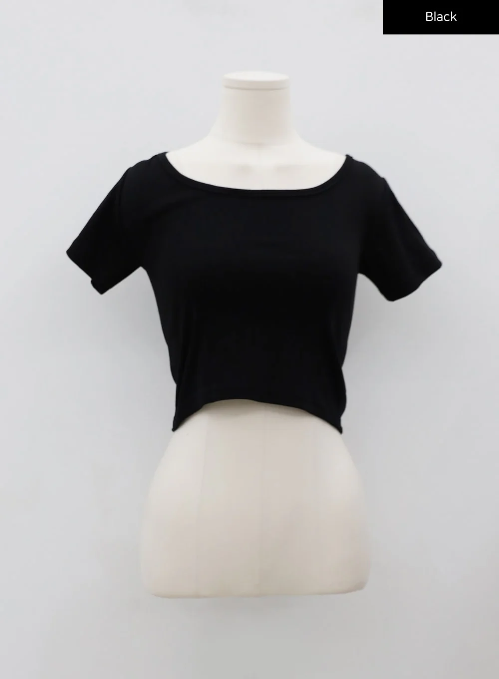 Deep Round Neck Basic Crop T-Shirt BU5 - Image 26