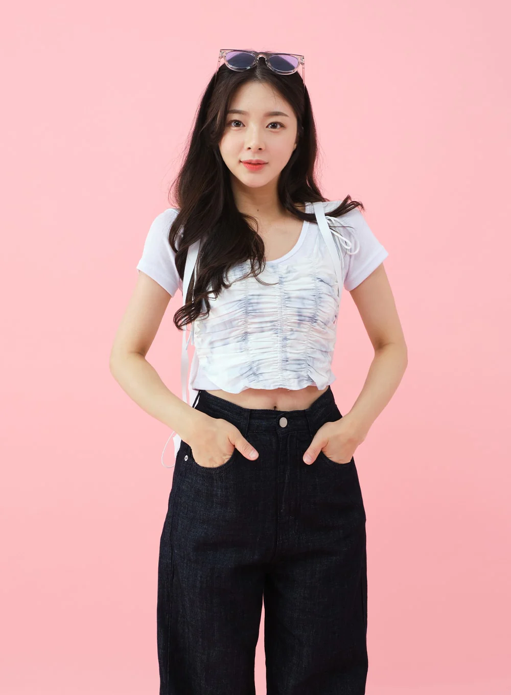 Deep Round Neck Basic Crop T-Shirt BU5 - Image 8