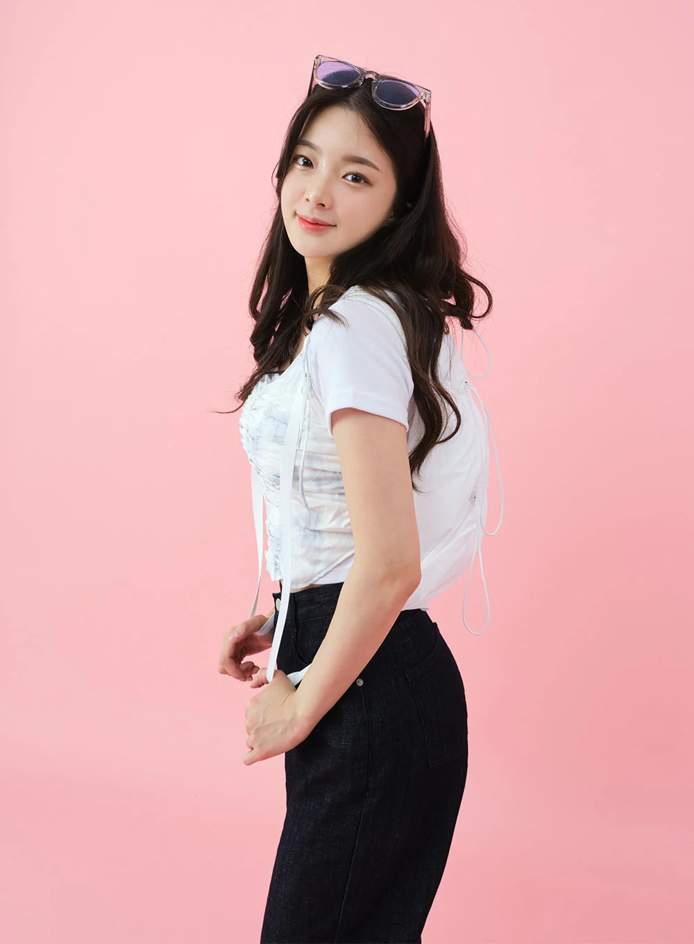 Deep Round Neck Basic Crop T-Shirt BU5 - Image 9