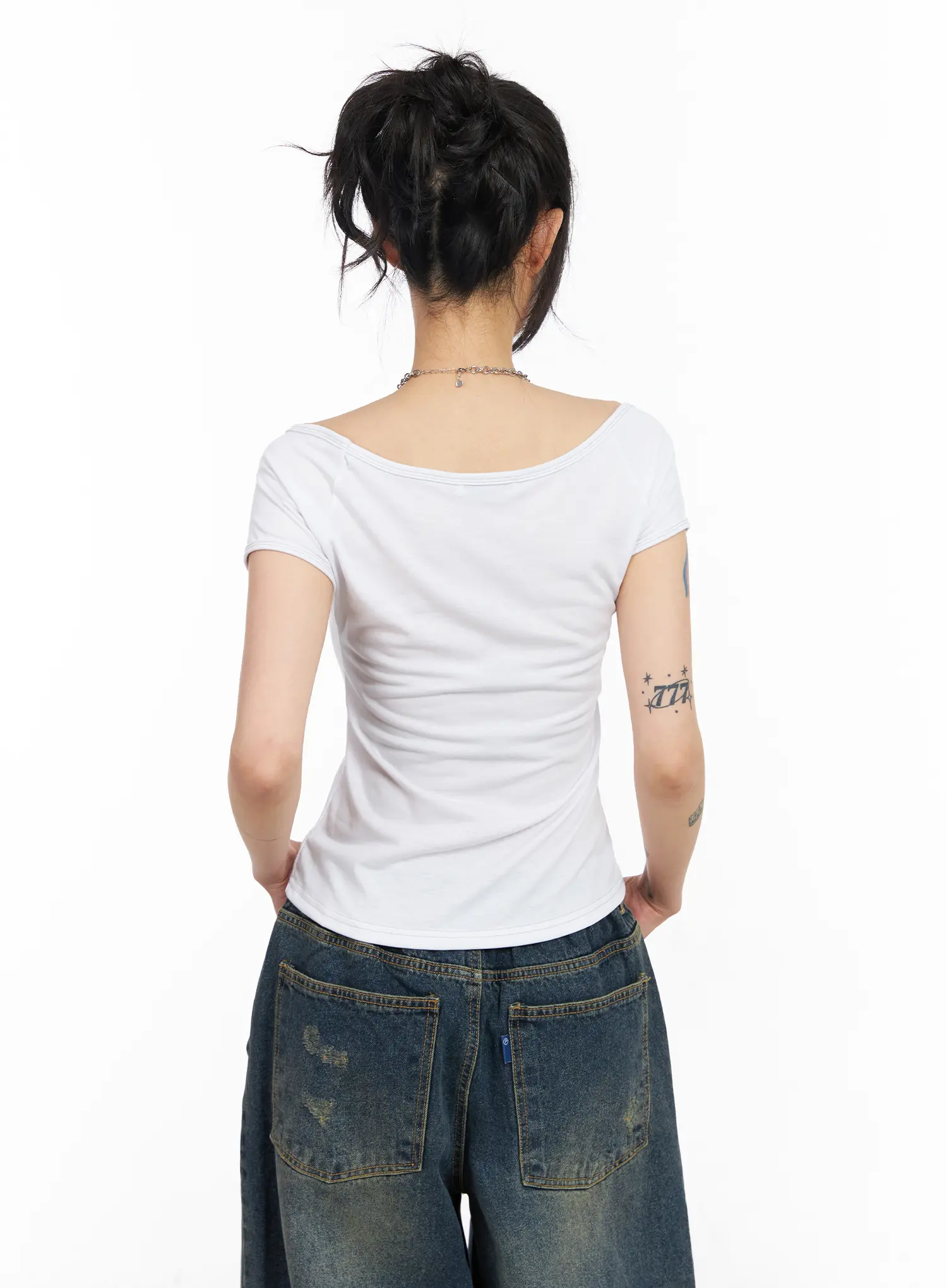 Deep U-Neck Graphic Tee CM516 - Image 8