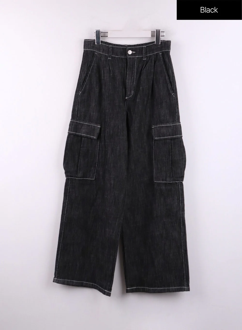 Denim Cargo Wide Leg Jeans CF407 - Image 9