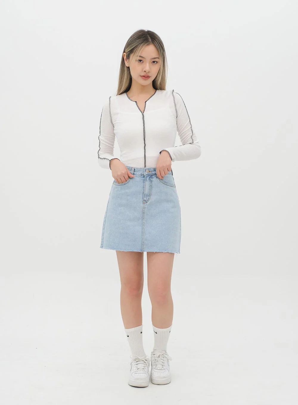 Denim Mini Skirt J28 - Image 5