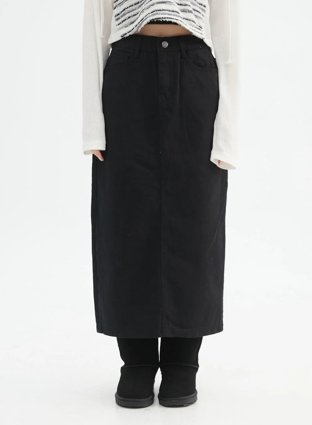 Denim Slit Maxi Skirt IN328 - Image 2
