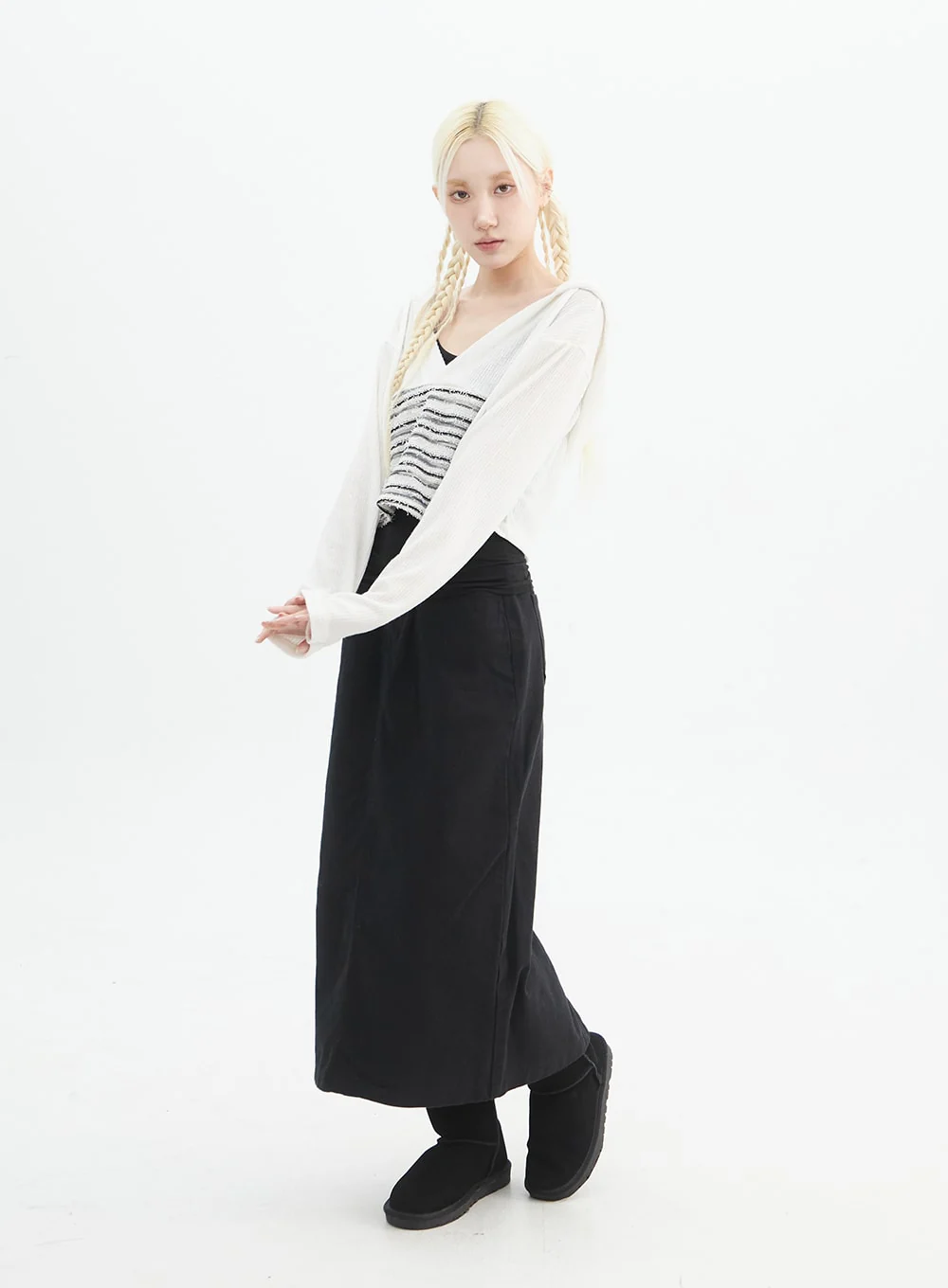 Denim Slit Maxi Skirt IN328 - Image 3