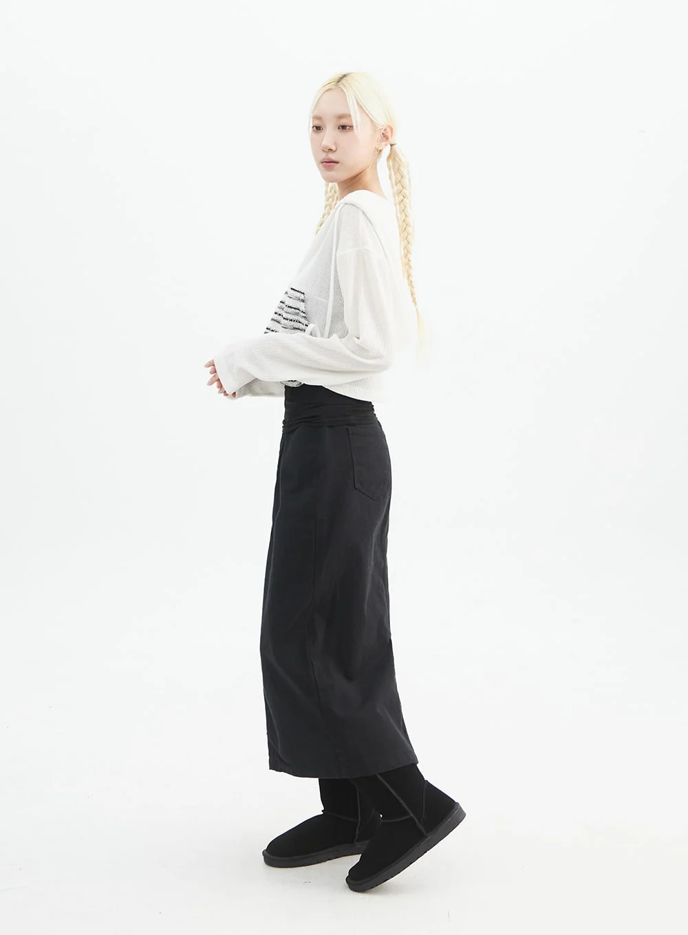 Denim Slit Maxi Skirt IN328 - Image 6