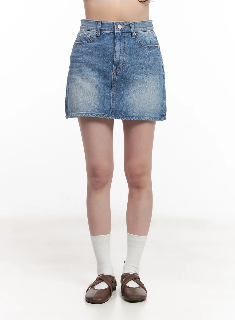 Denim Washed Mini Skirt  CY523 - Image 2