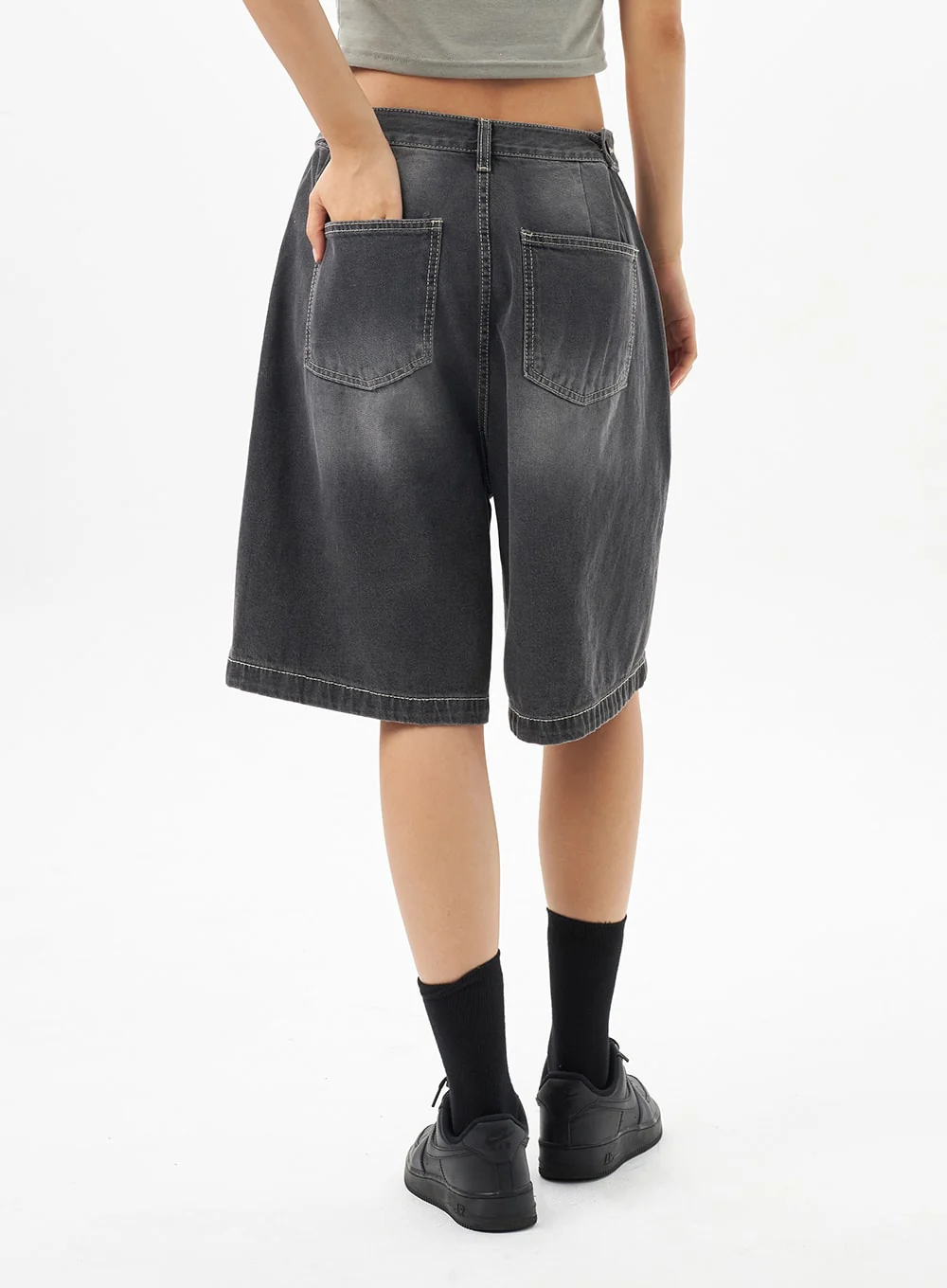 Denim Wide Bermuda Pants CU316 - Image 6