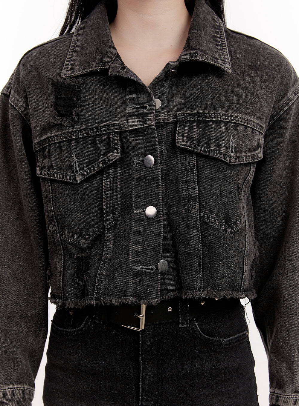 Destroyed Denim Crop Jacket CJ529 - Image 7