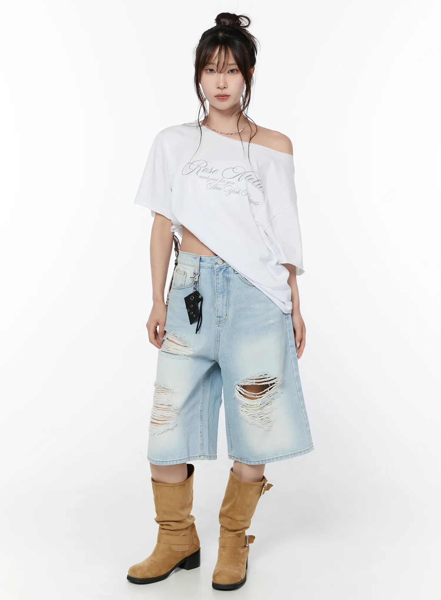 Distressed Bermuda Denim Shorts CY514