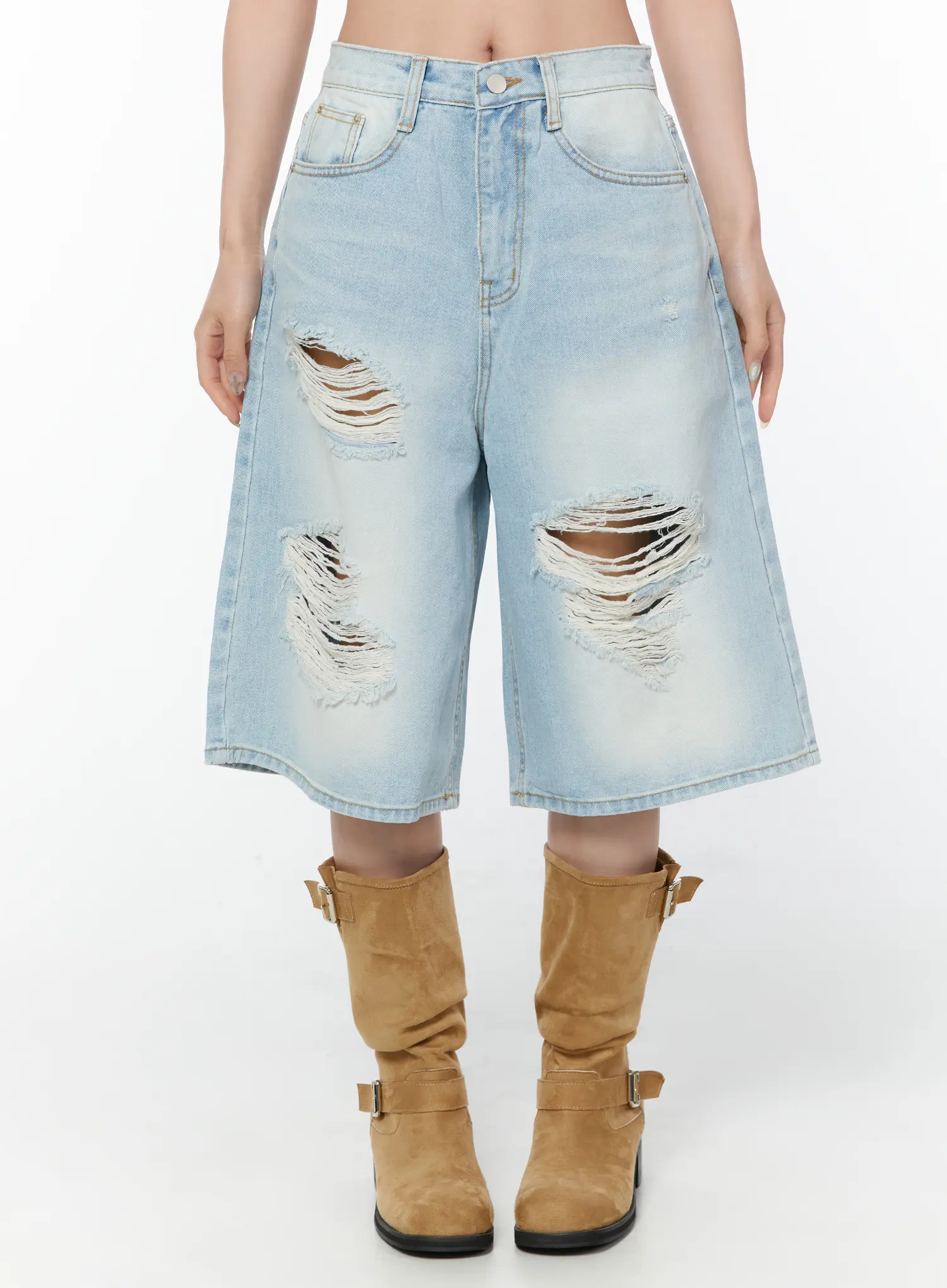 Distressed Bermuda Denim Shorts CY514 - Image 2