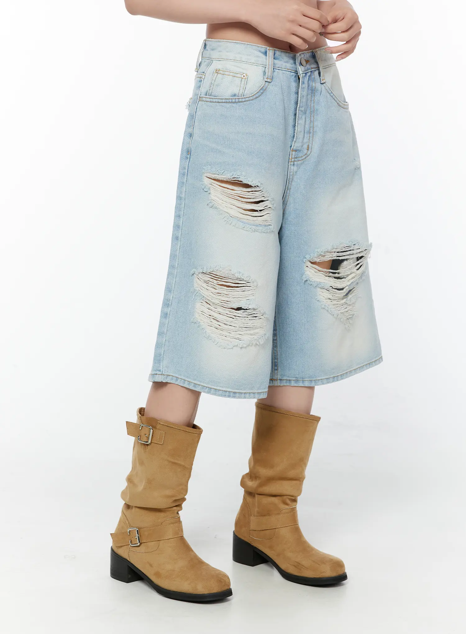 Distressed Bermuda Denim Shorts CY514 - Image 5