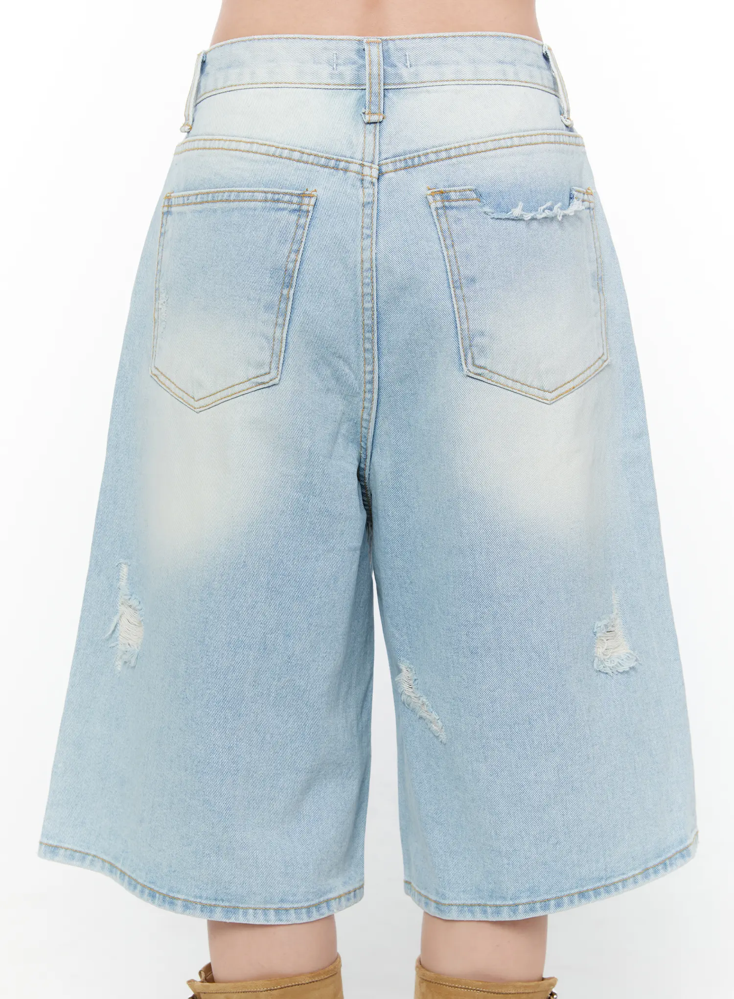 Distressed Bermuda Denim Shorts CY514 - Image 7