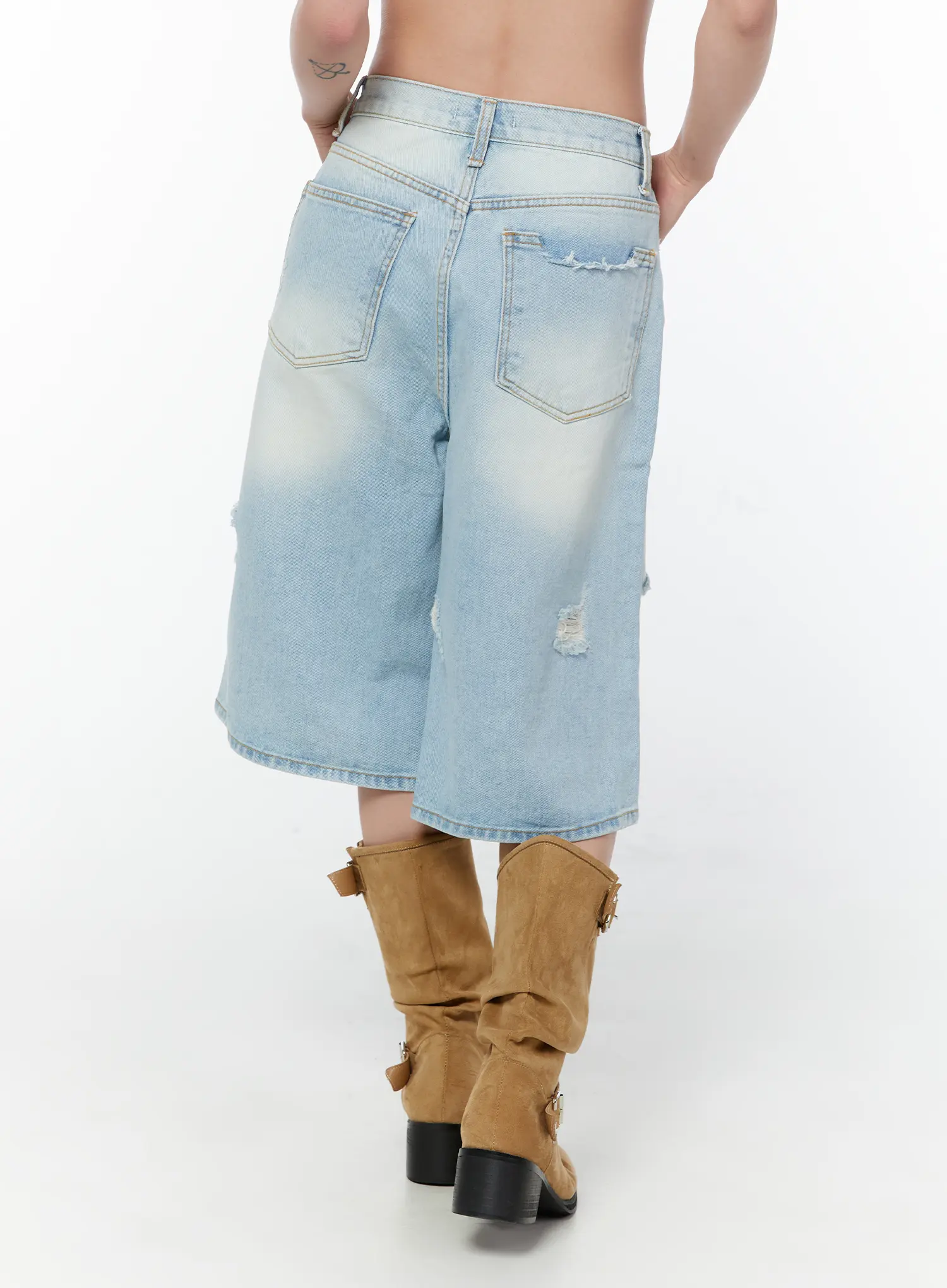 Distressed Bermuda Denim Shorts CY514 - Image 8