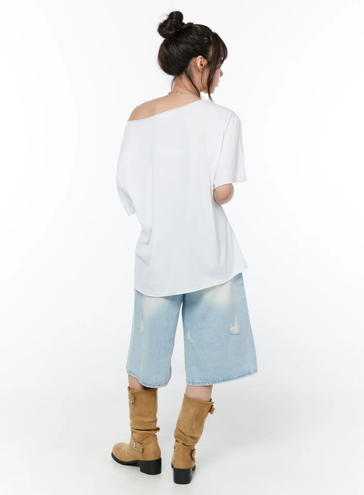 Distressed Bermuda Denim Shorts CY514 - Image 9