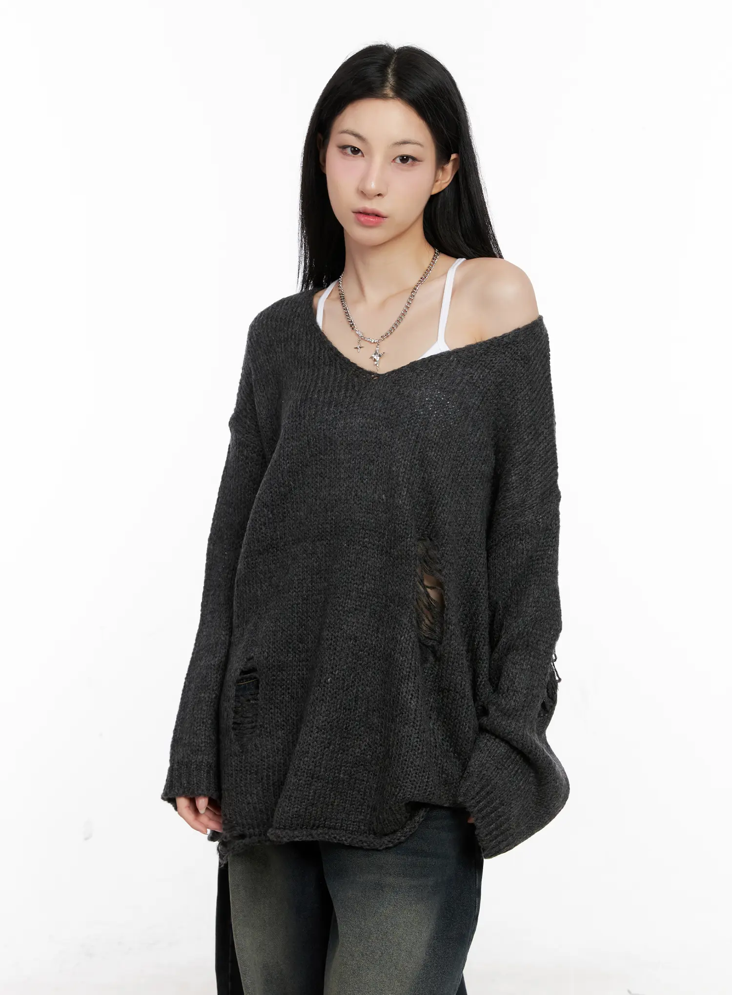 Distressed Loose Knit Sweater CG522 - Image 13