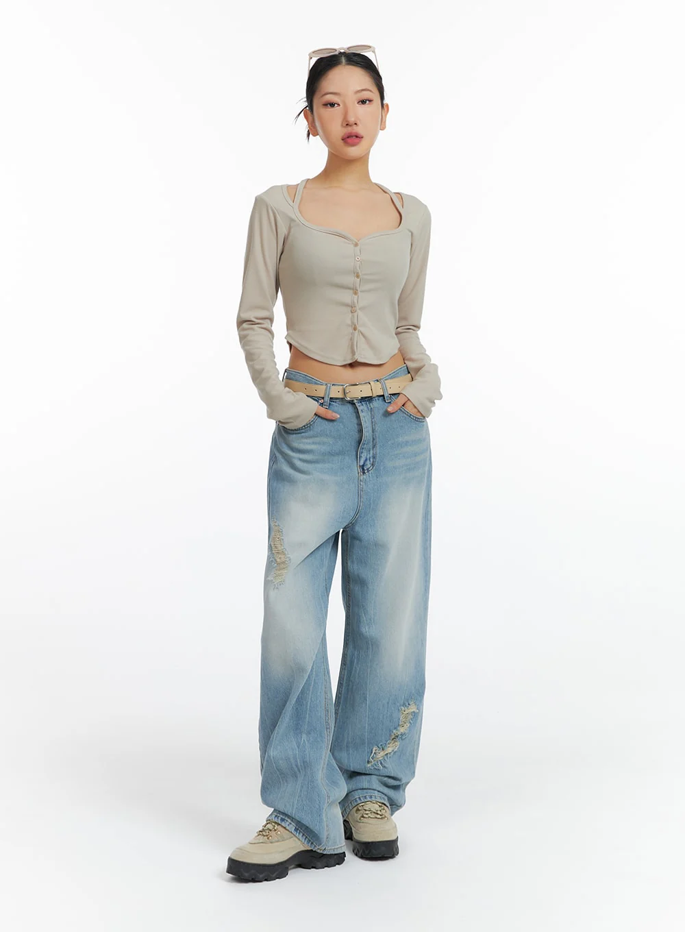 Distressed Wide-leg Jeans CF419 - Image 2