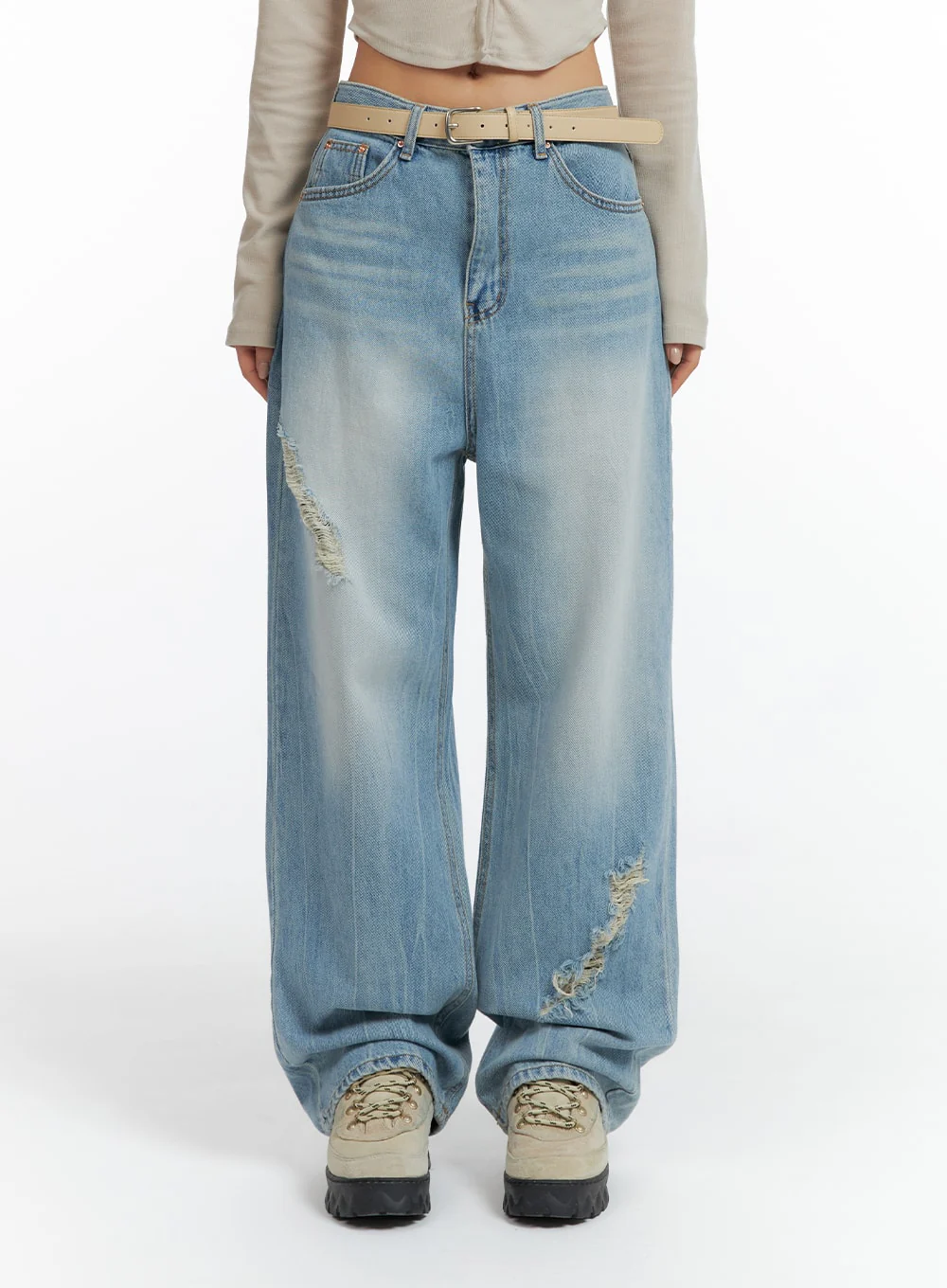 Distressed Wide-leg Jeans CF419 - Image 3