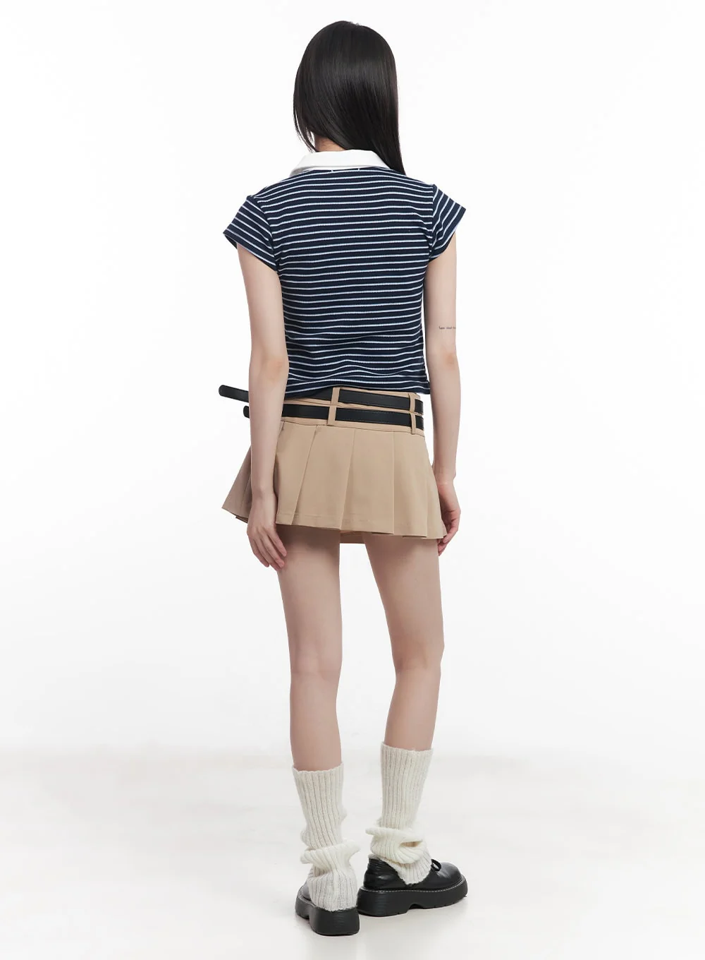 Double Belt Pleated Mini Skirt CU506 - Image 4