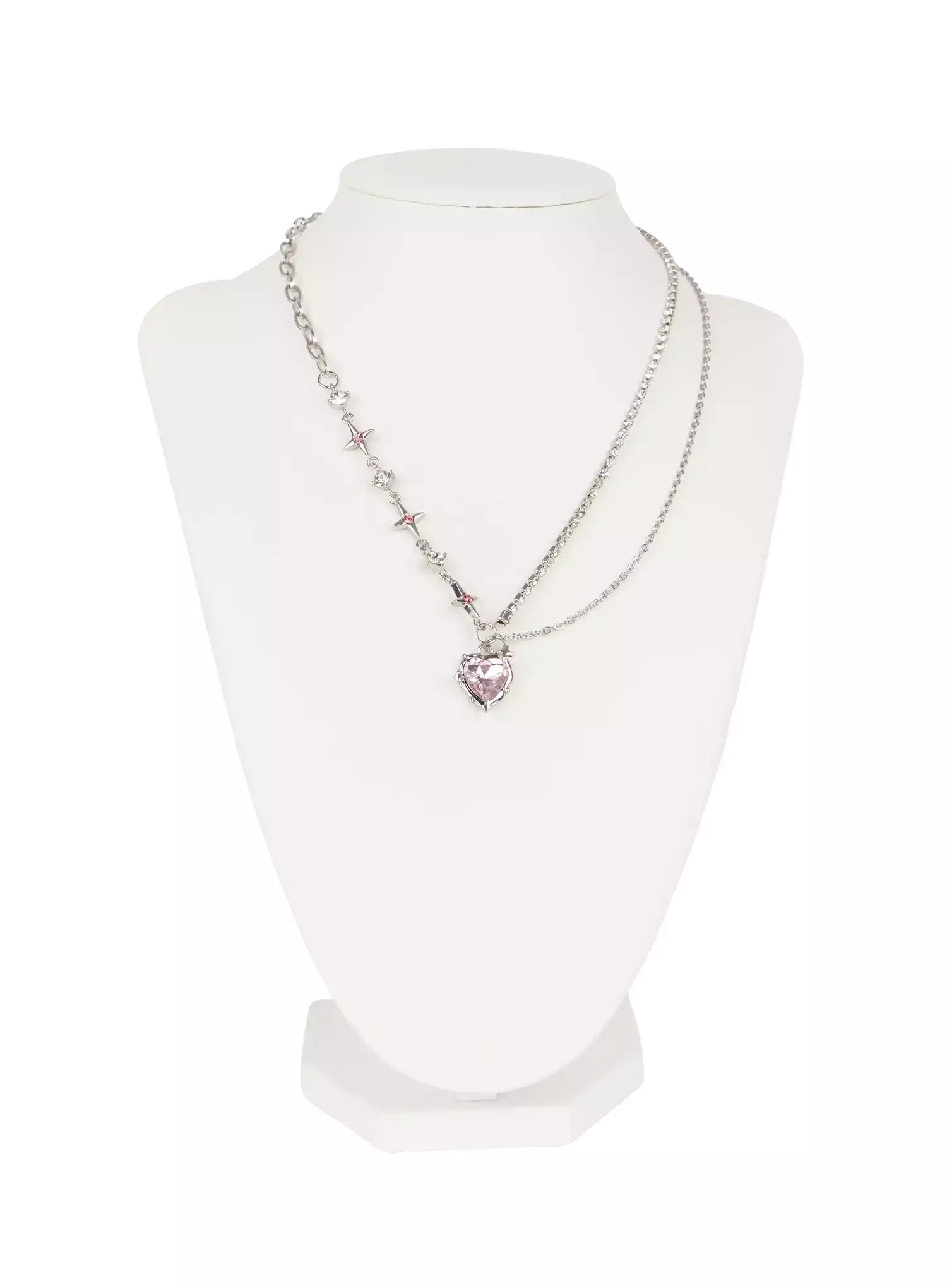 Double Chain Heart Pendant Necklace IO527 - Image 8