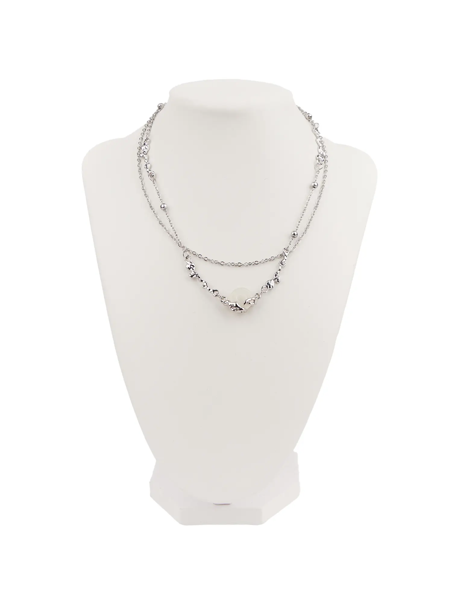 Double Chain Necklace with Stone Pendant CM505 - Image 3