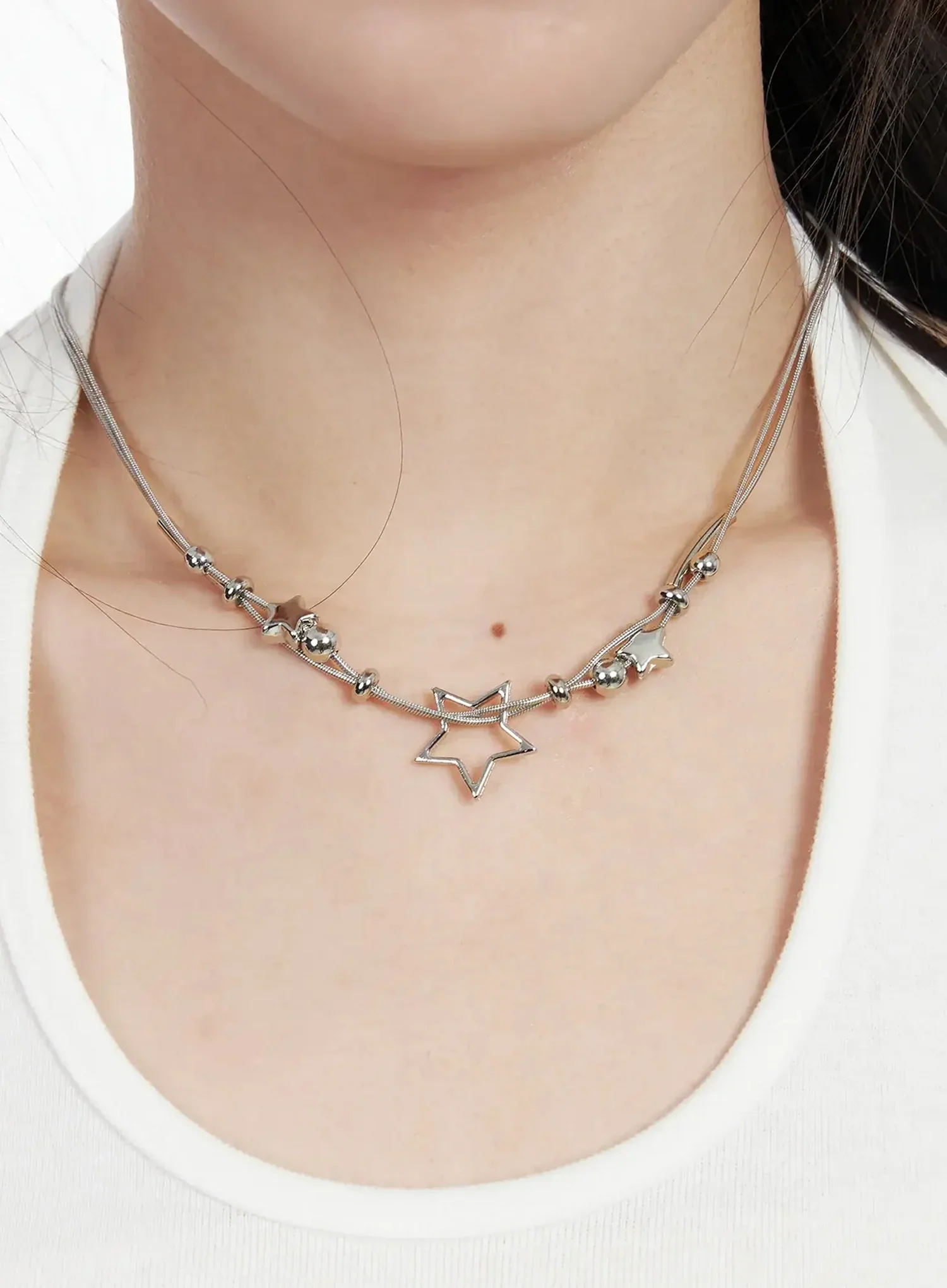 Double-Chain Star Necklace IJ528