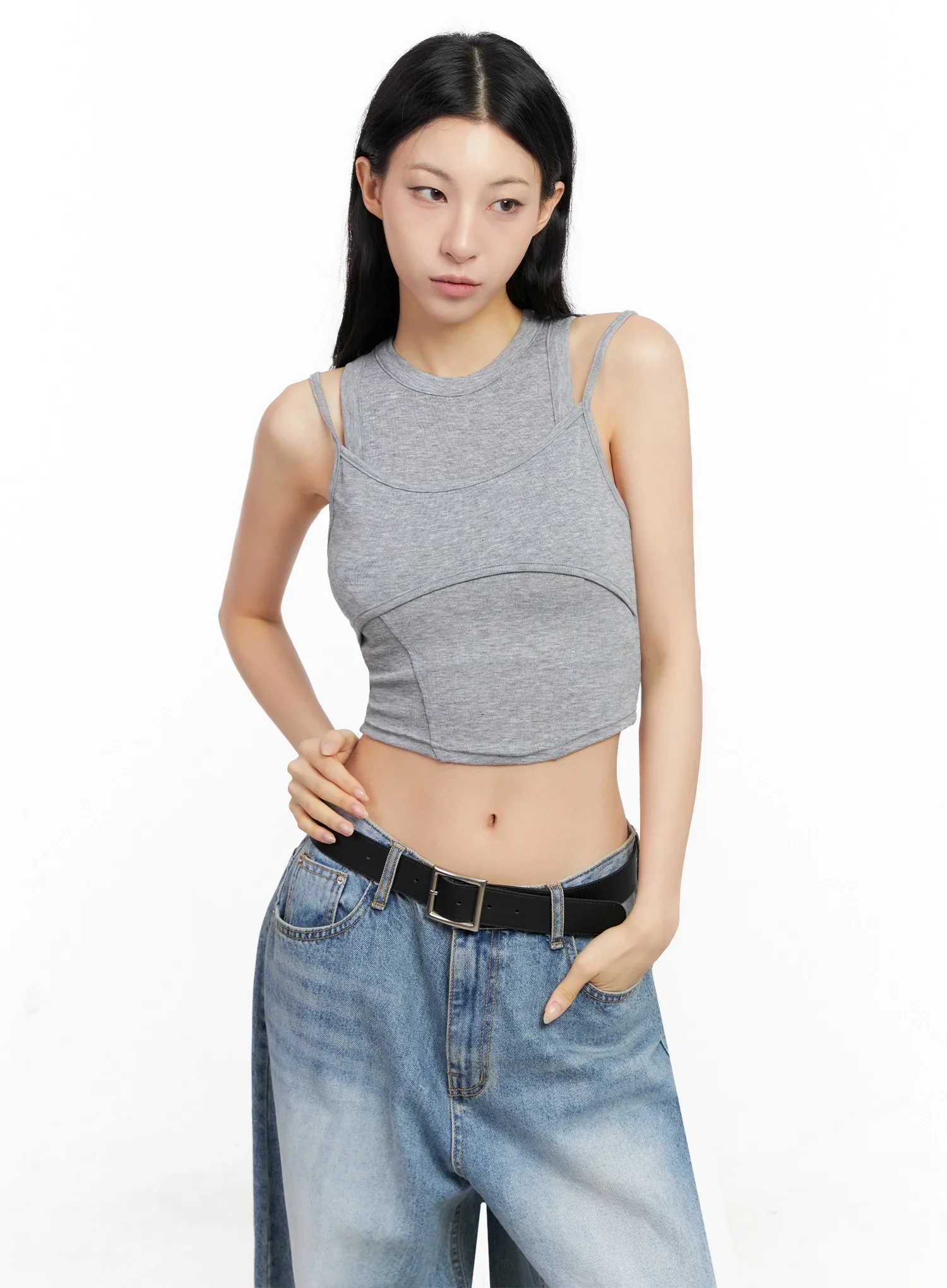 Double Strap Sleeveless Crop Top IG508 - Image 19