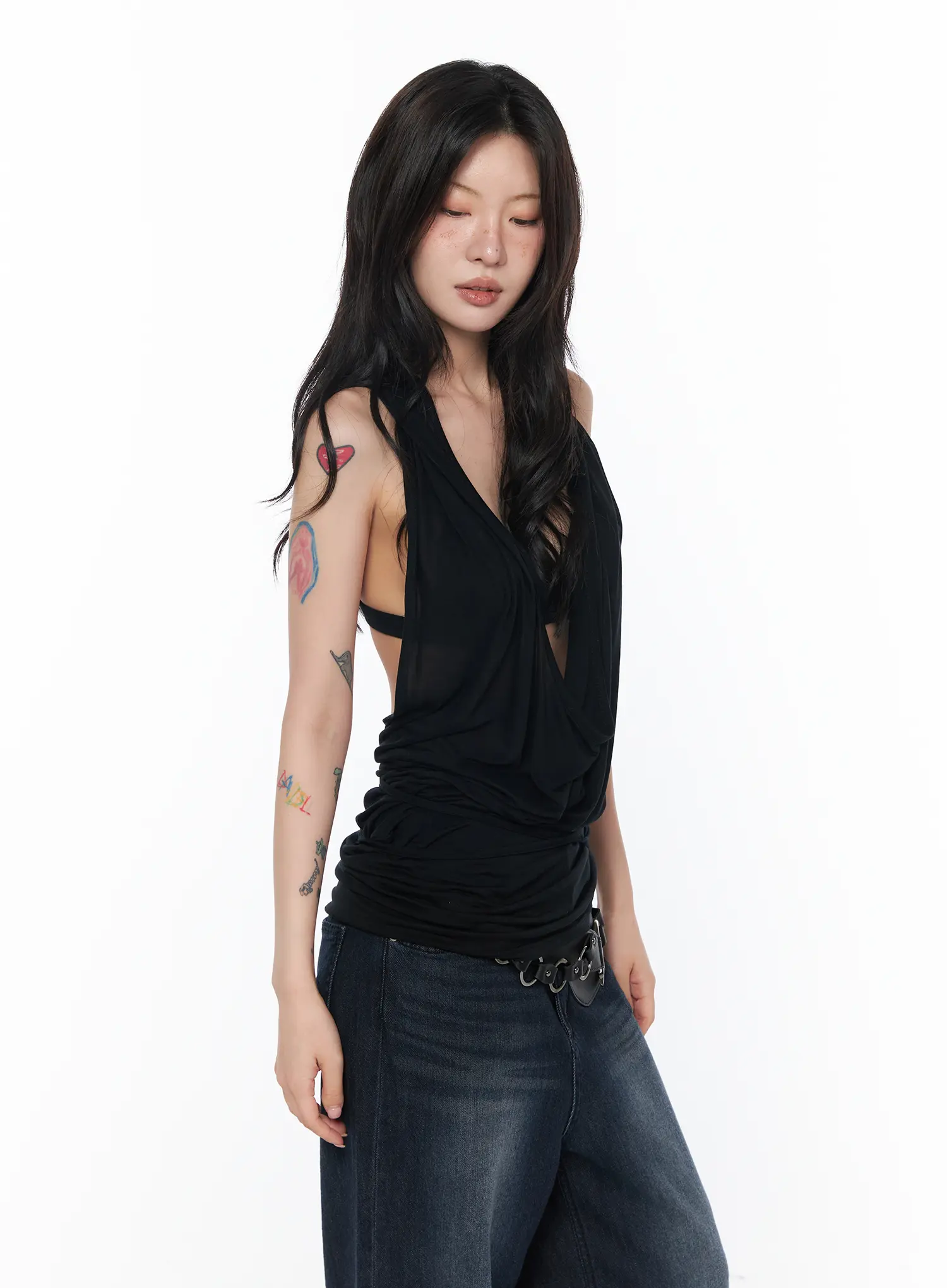 Draped Halter Neck Tank Top CA524 - Image 2