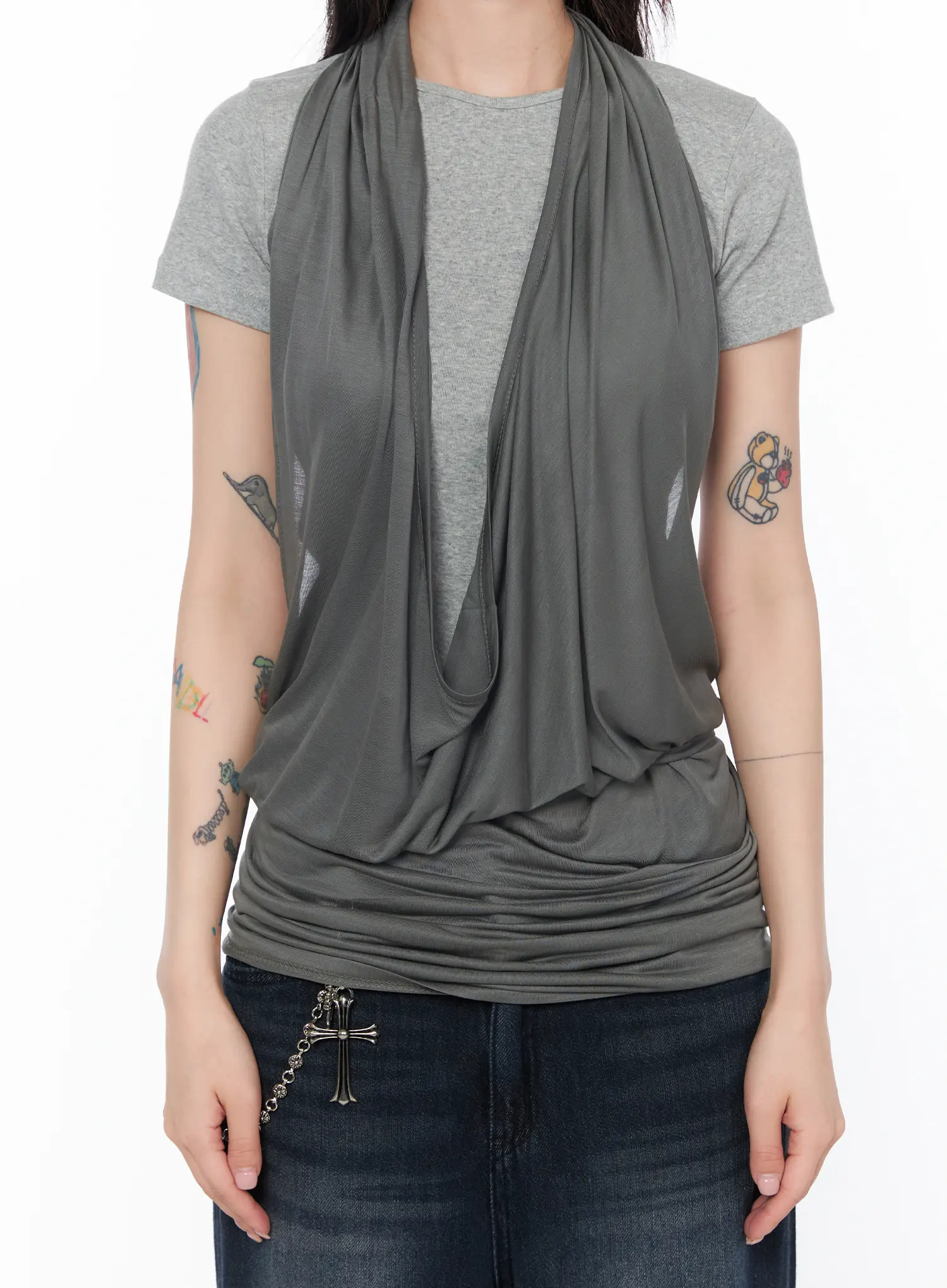 Draped Halter Neck Tank Top CA524 - Image 9