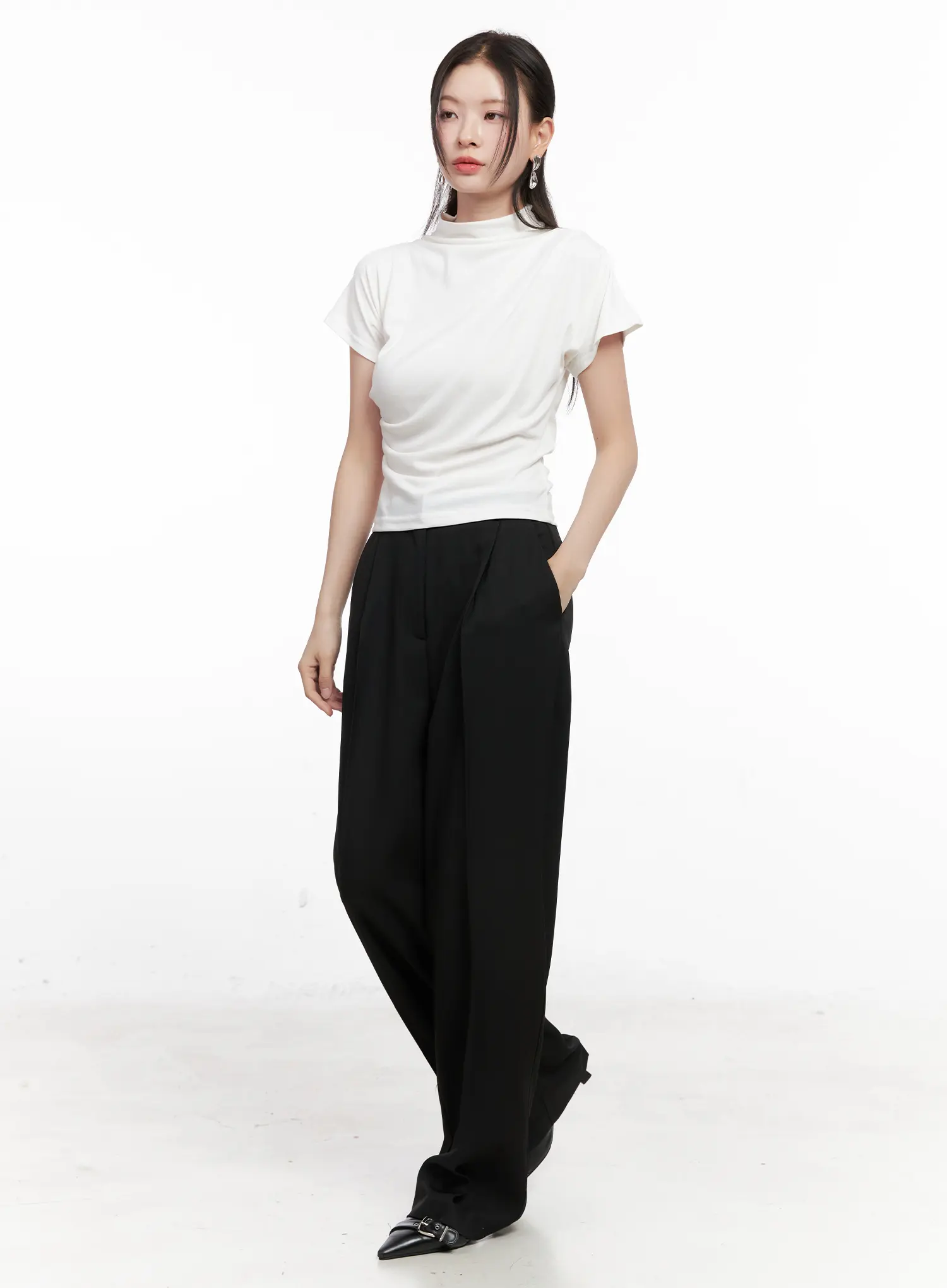 Draped Mock Neck Top CO531 - Image 6