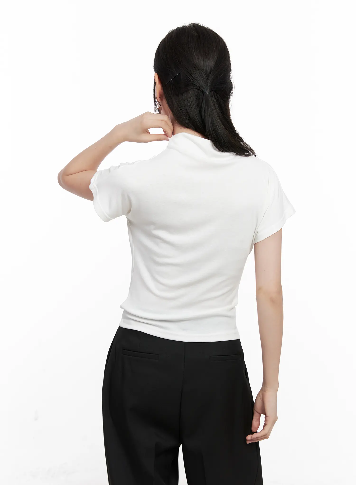 Draped Mock Neck Top CO531 - Image 7