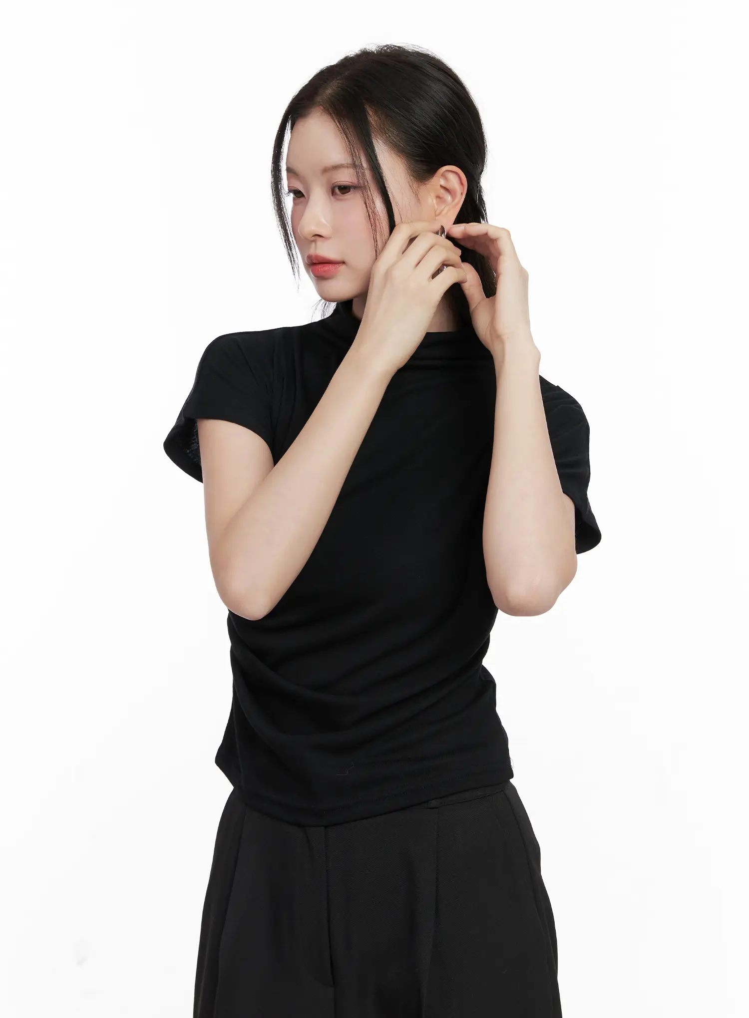 Draped Mock Neck Top CO531 - Image 9
