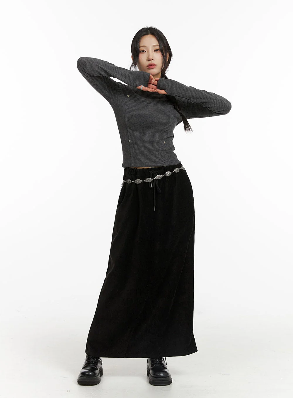 Drawstring Waist Maxi Skirt CJ417 - Image 2