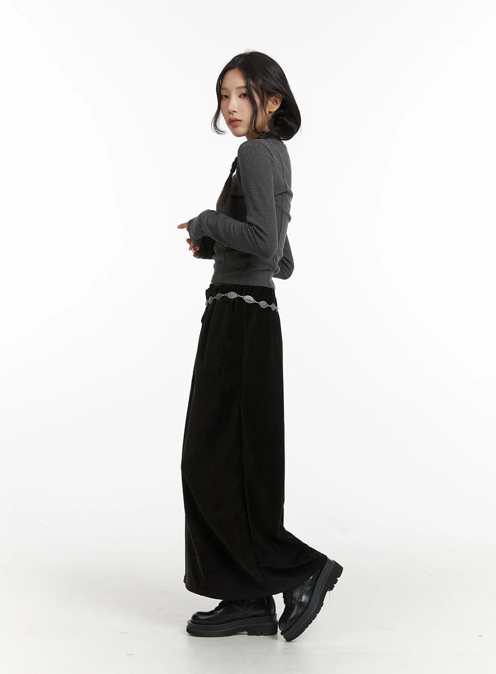 Drawstring Waist Maxi Skirt CJ417 - Image 3