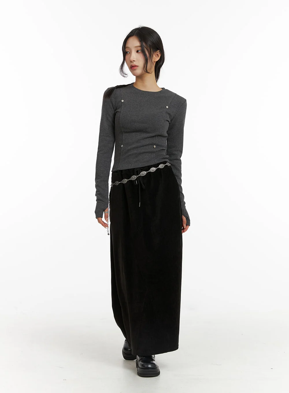 Drawstring Waist Maxi Skirt CJ417 - Image 6