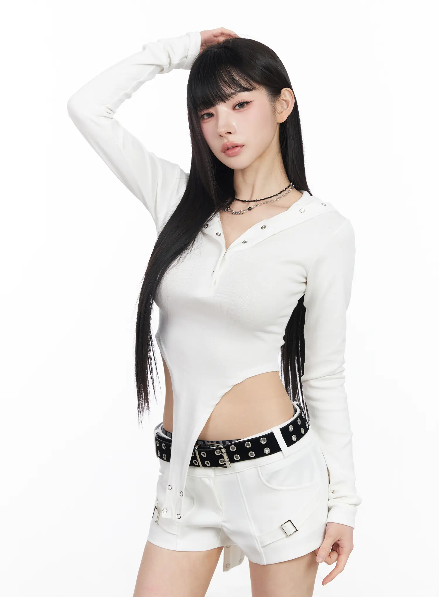 Edgy Cutout Hooded Bodysuit CF519 - Image 2