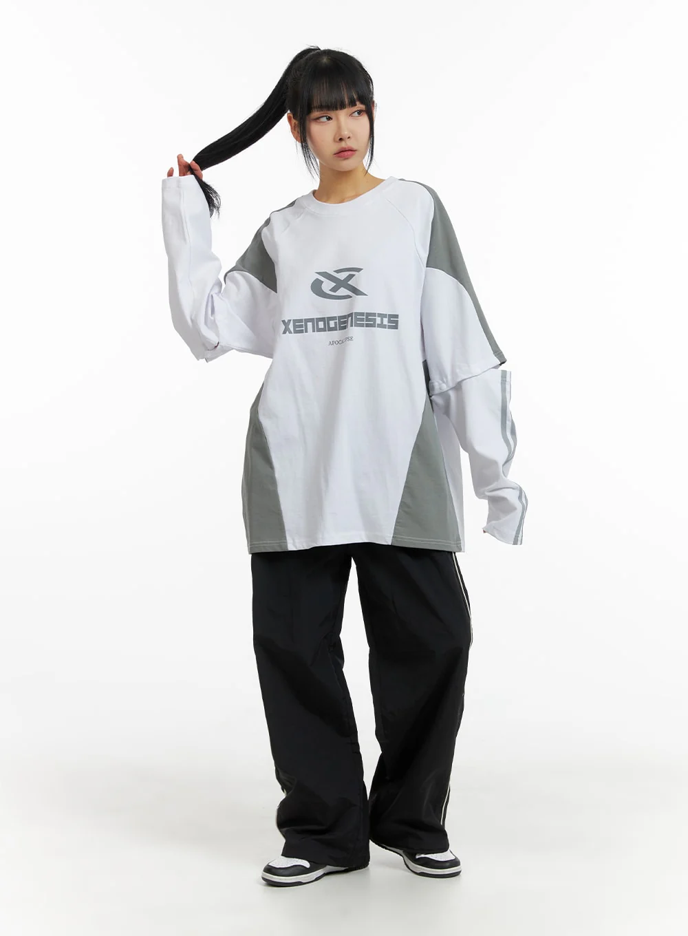 Elastic Waist Contrasting Trim Sweatpants CM407 - Image 2