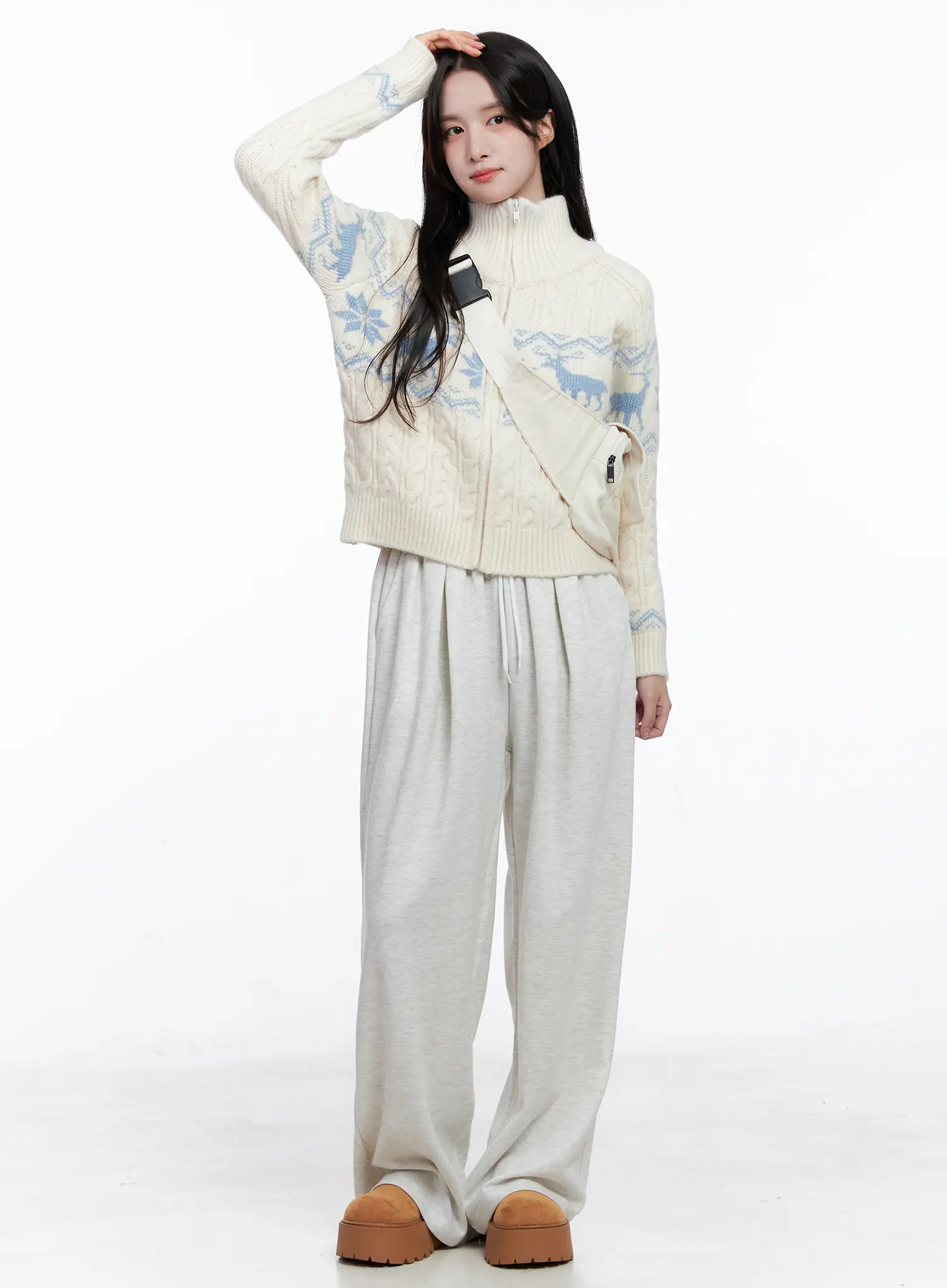 Elastic Waist Pintuck Sweatpants CS523 - Image 2
