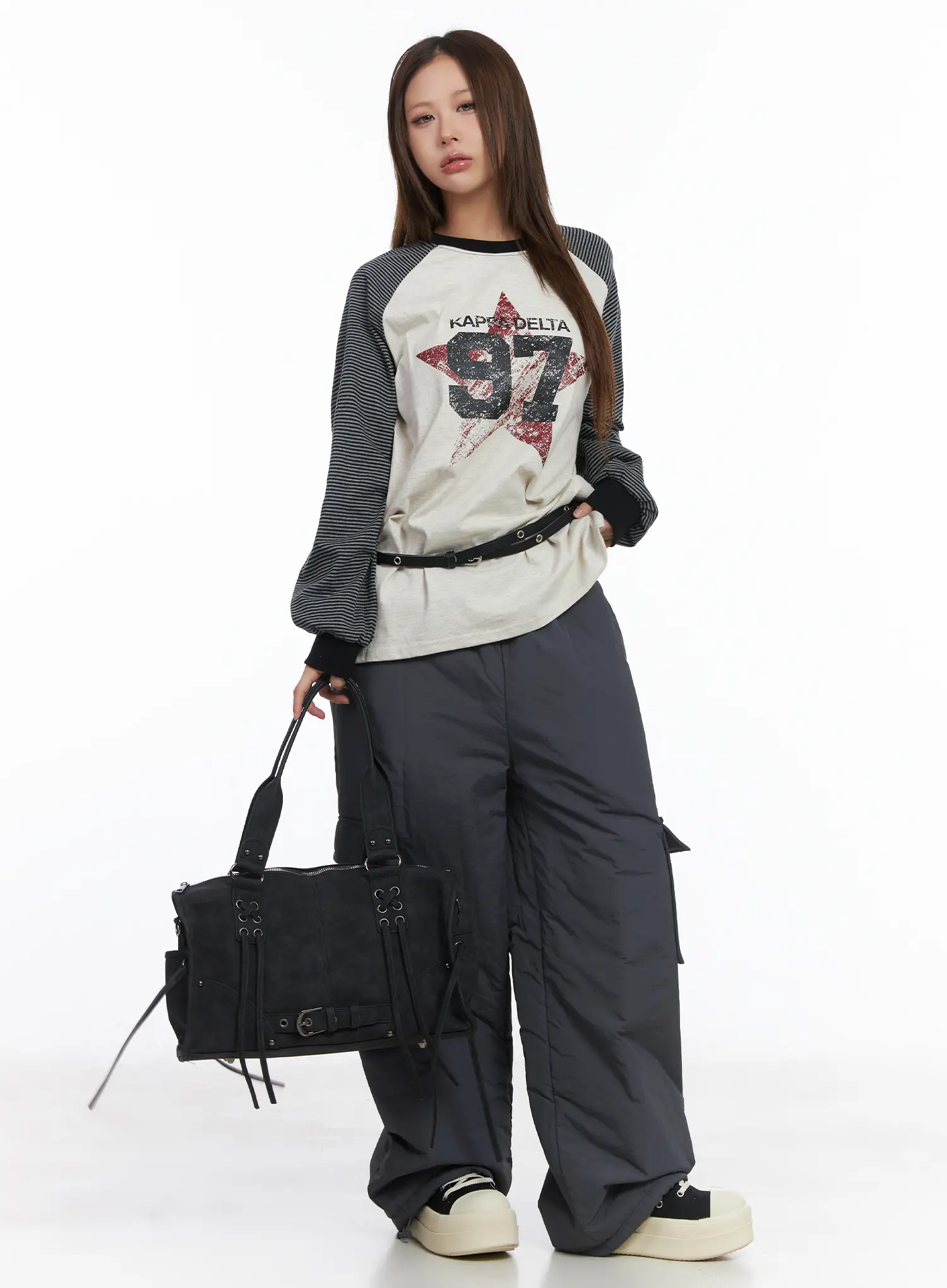 Elastic Waist Wide Cargo Trousers CJ512 - Image 2