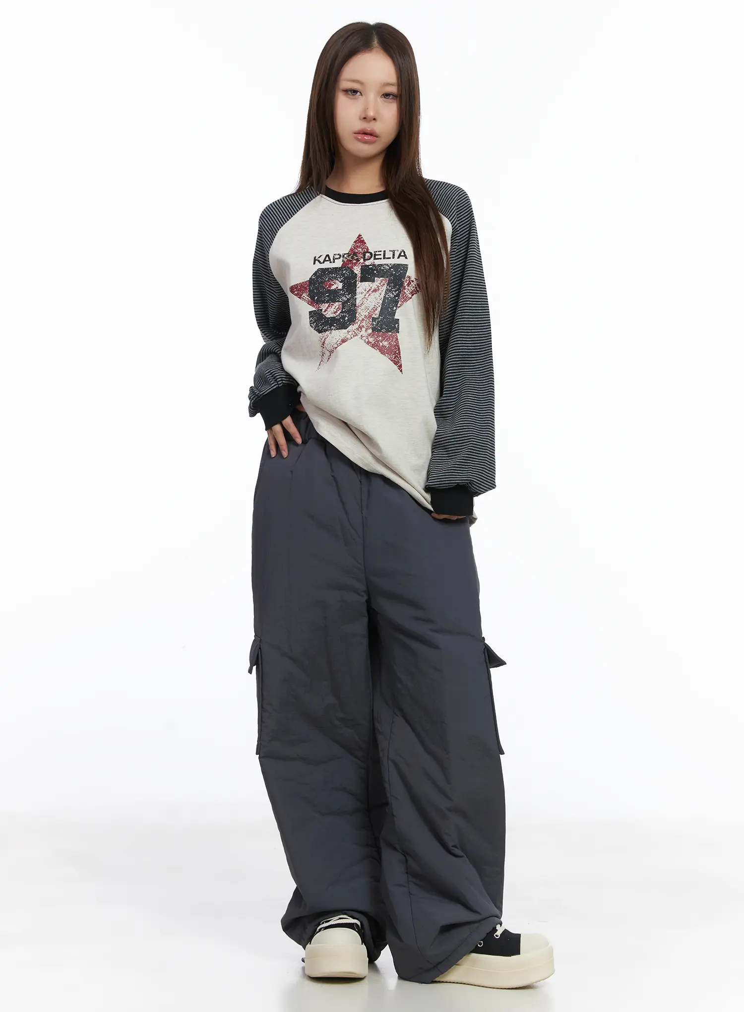 Elastic Waist Wide Cargo Trousers CJ512 - Image 5