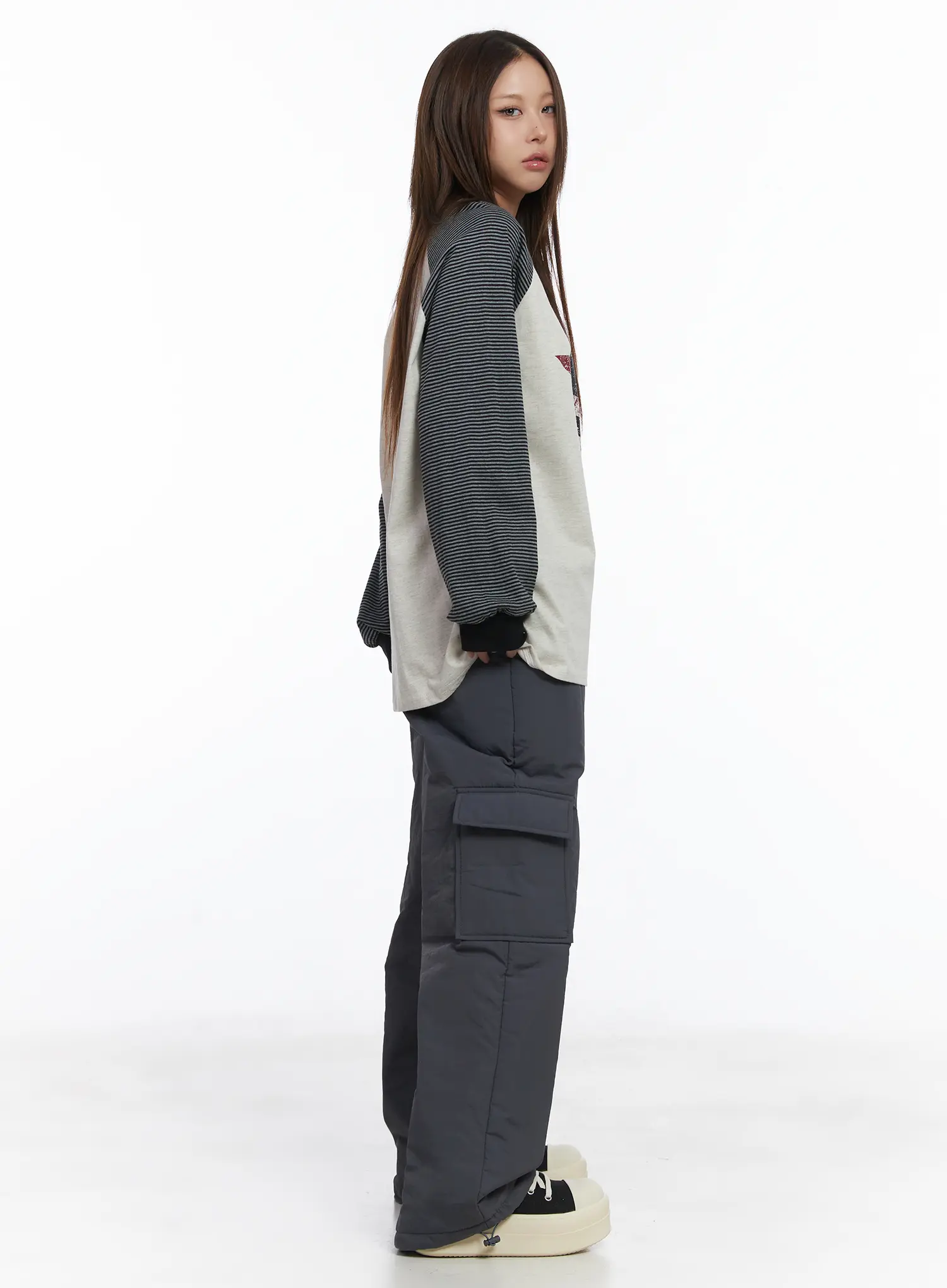 Elastic Waist Wide Cargo Trousers CJ512 - Image 6