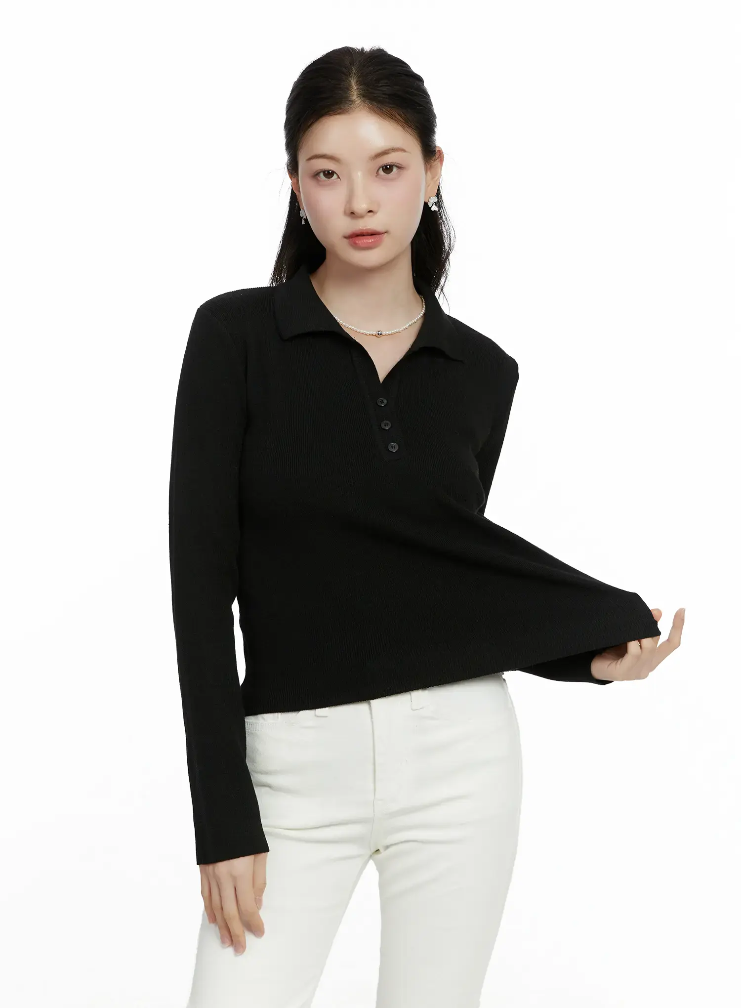 Elegant Collar Knit Top F502 - Image 2
