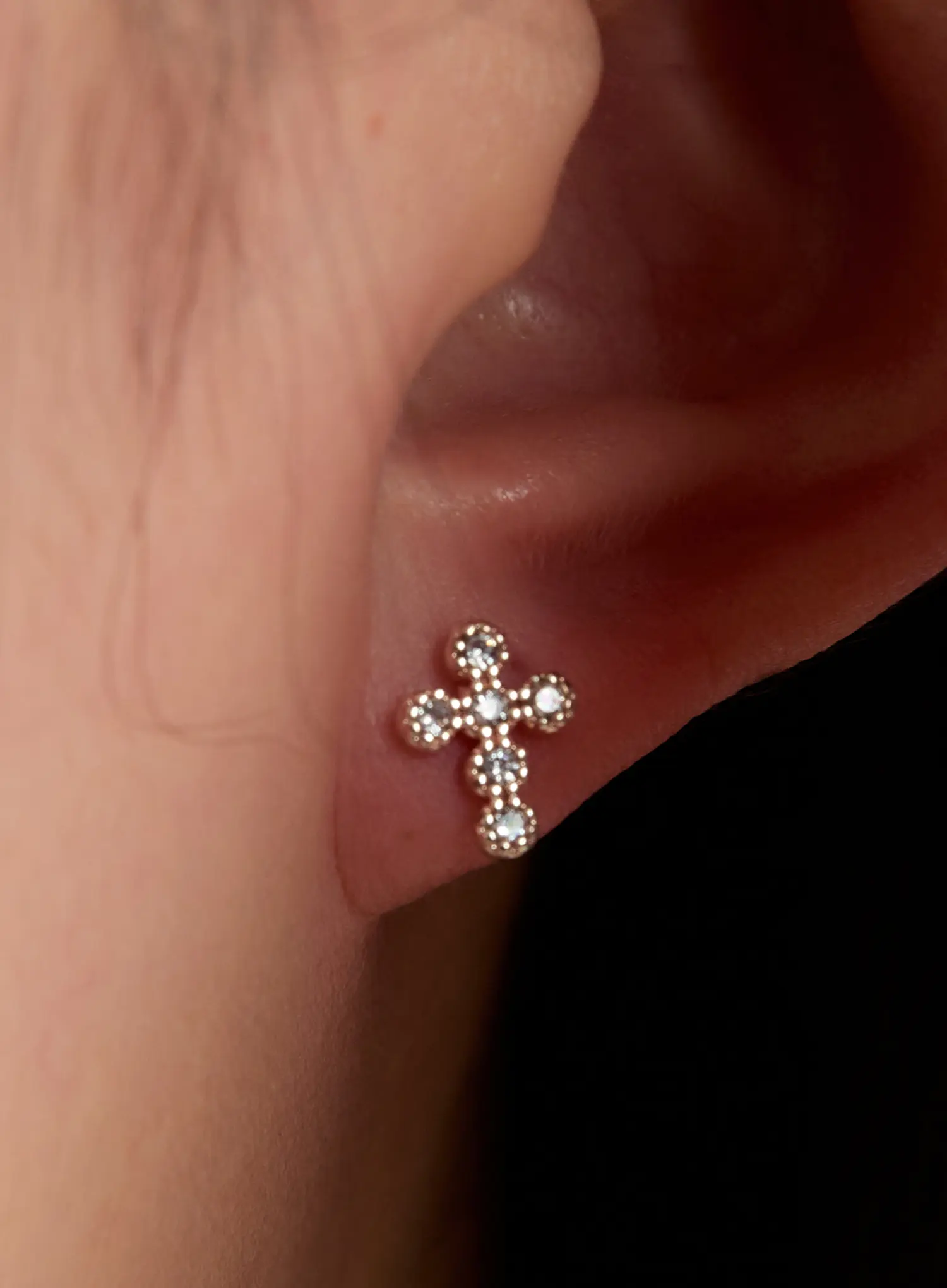 Elegant Crystal Cross Earrings IN528 - Image 3