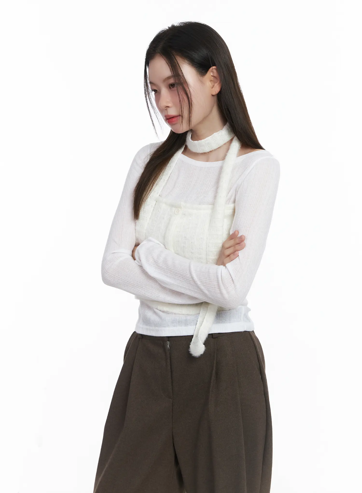 Elegant Layered Top and Scarf Set CJ506 - Image 5