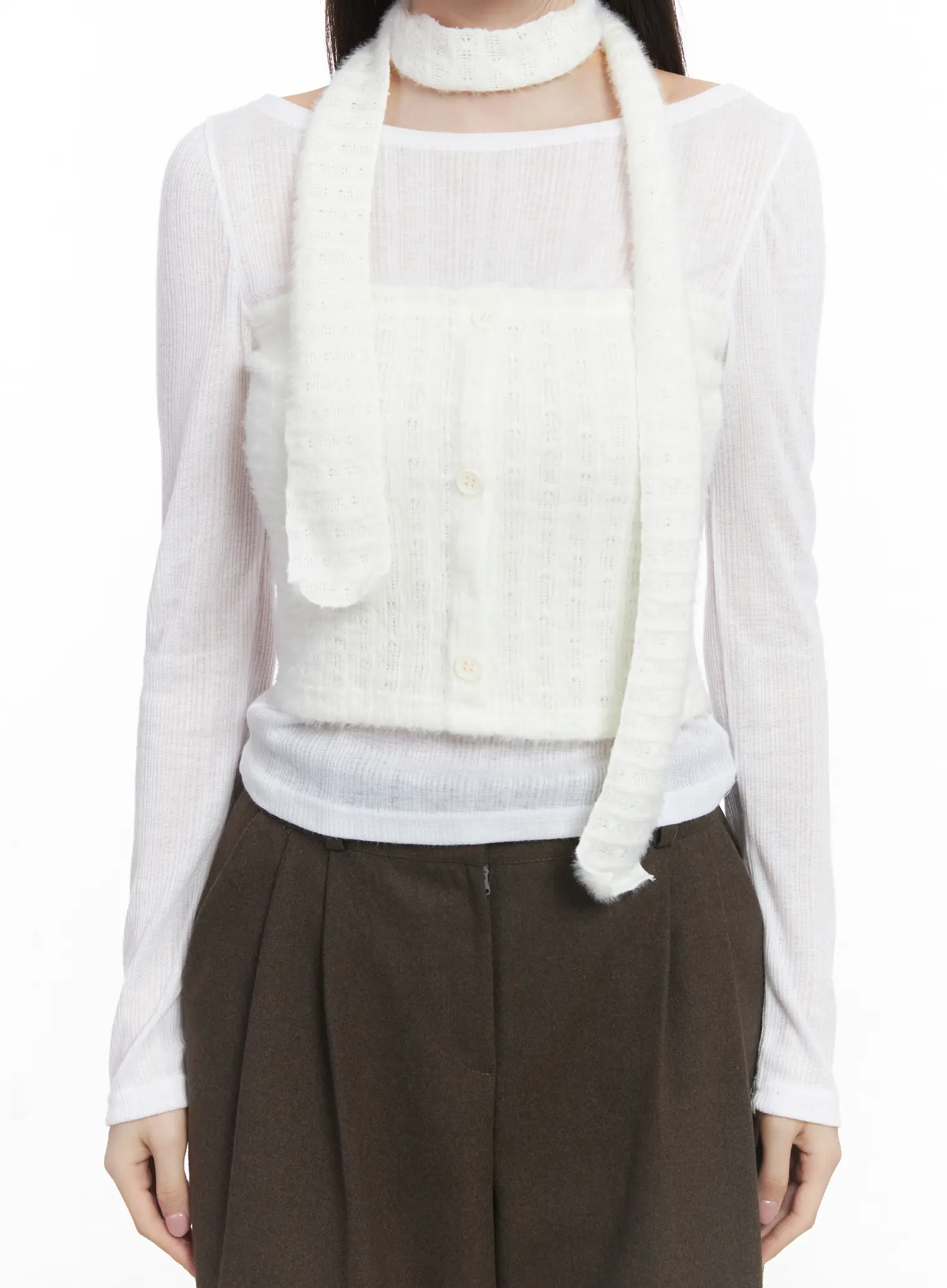 Elegant Layered Top and Scarf Set CJ506 - Image 7