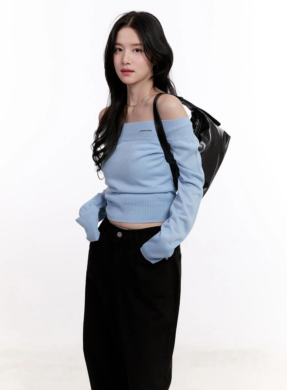 Elegant Off-Shoulder Crop Sweater CM527 - Image 9