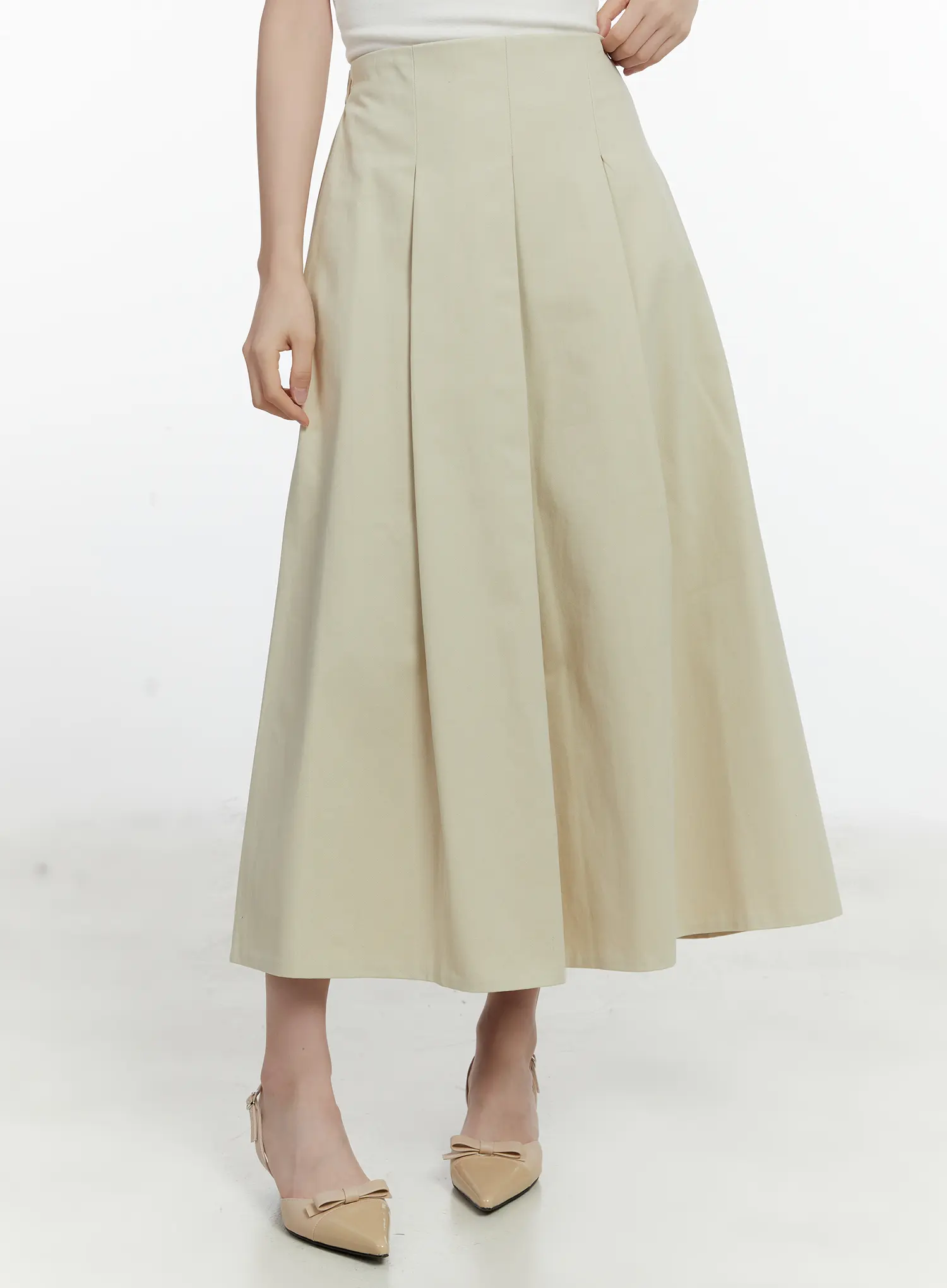 Elegant Pleated Flare Long Skirt F502