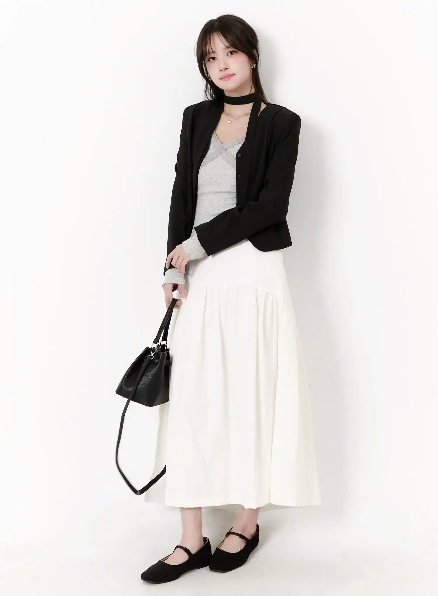 Elegant Shirred Flare Maxi Skirt CM505