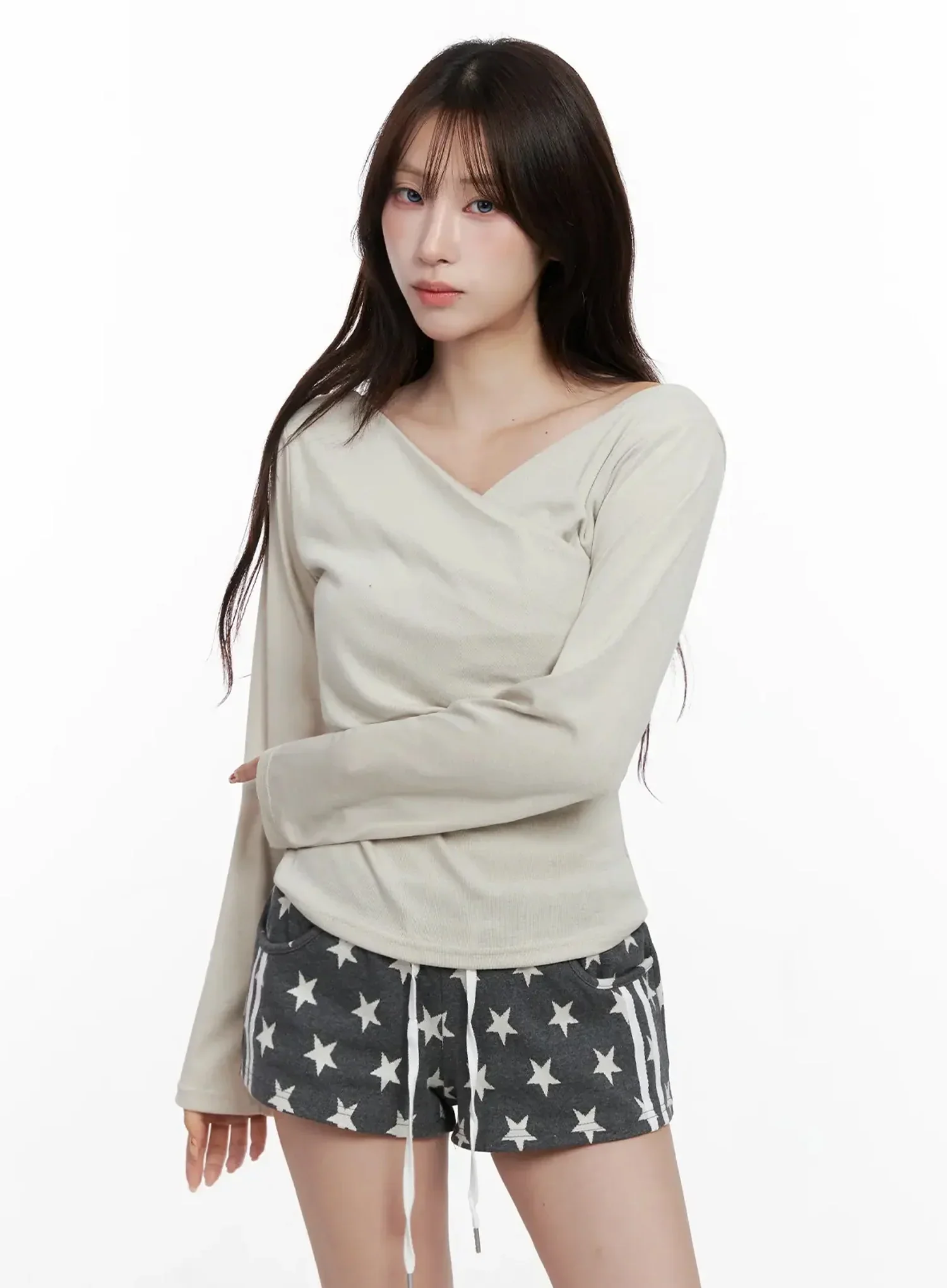 Elegant Shirred V-Neck Top IN514 - Image 12